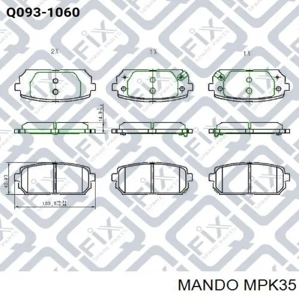 Okładziny (klocki) do hamulców tarczowych tylne Mando MPK35 cena, od 22,57 USD