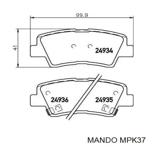 MPK37 Mando okładziny (klocki do hamulców tarczowych tylne)