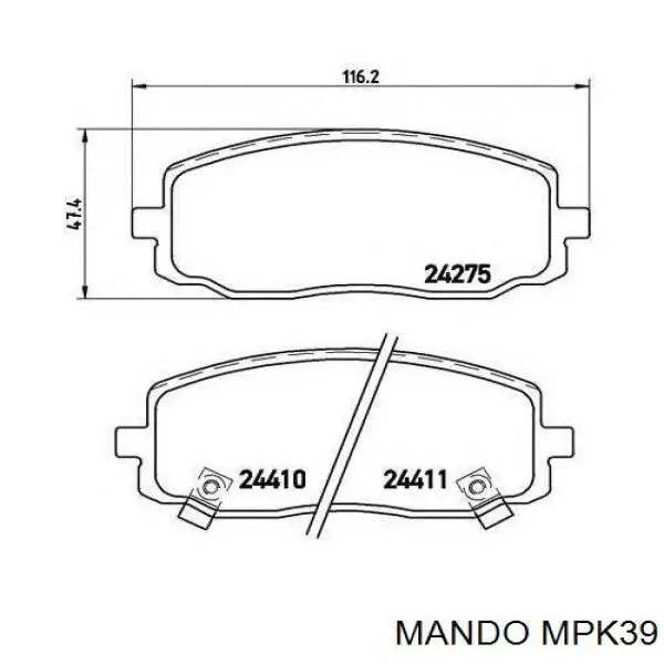 MPK39 Mando Klocki hamulcowe przednie tarczowe