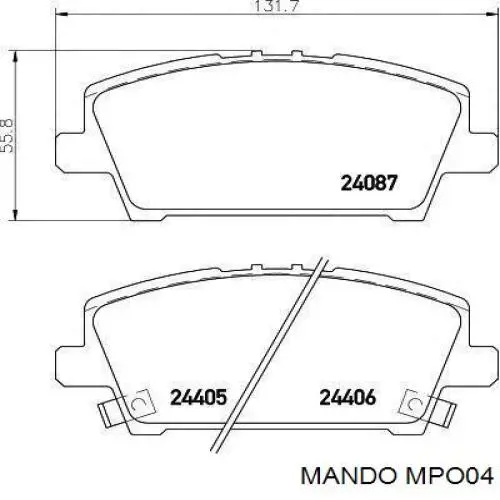 MPO04 Mando Okładziny (klocki) do hamulców tarczowych tylne