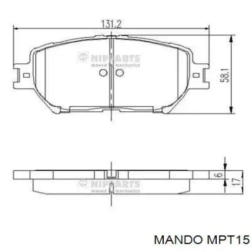 Klocki hamulcowe przednie tarczowe Mando MPT15 cena, od 23,44 USD