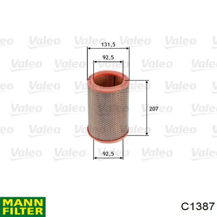 Do koszyka C1387 Mann-Filter Filtr powietrza