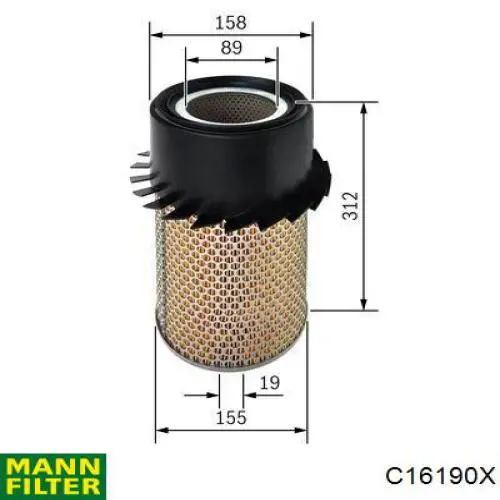 Do koszyka C16190X Mann-Filter Filtr powietrza