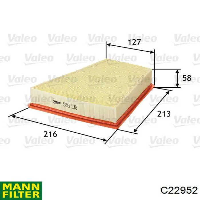Do koszyka C22952 Mann-Filter Filtr powietrza