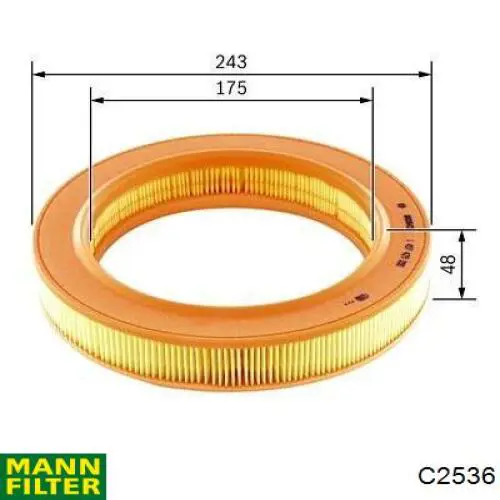 Do koszyka C2536 Mann-Filter Filtr powietrza