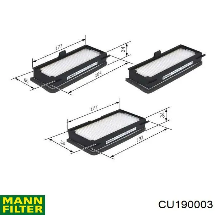 Do koszyka CU190003 Mann-Filter Filtr kabiny
