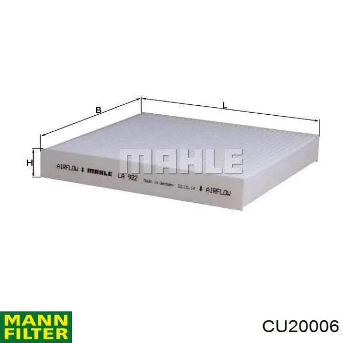 Filtr kabiny Mann-Filter CU20006 cena, od 8,24 USD