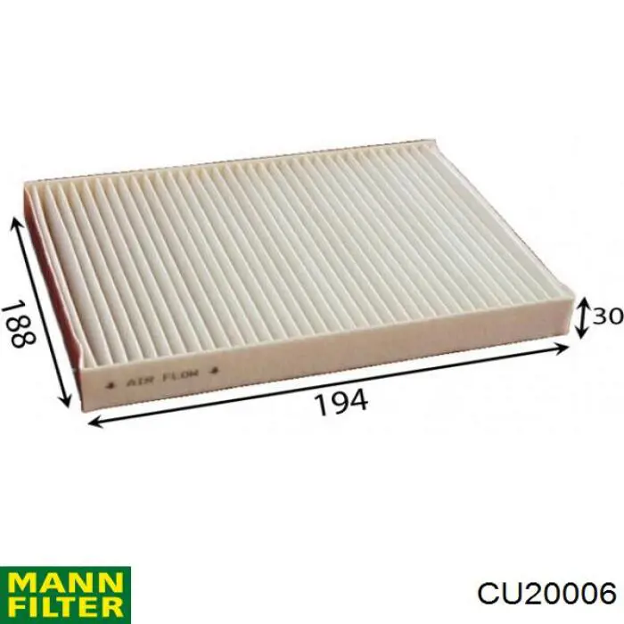 Filtr kabiny Mann-Filter CU20006 cena, od 8,06 USD