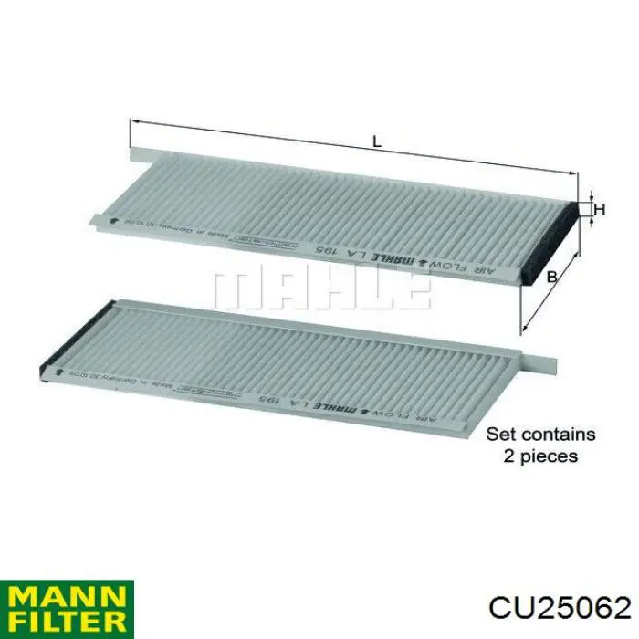 Filtr kabiny Mann-Filter CU25062 cena, od 8,44 USD