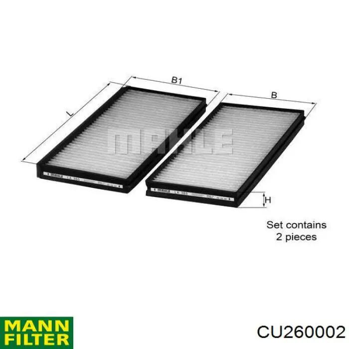 Filtr kabiny Mann-Filter CU260002 cena, od 12,48 USD