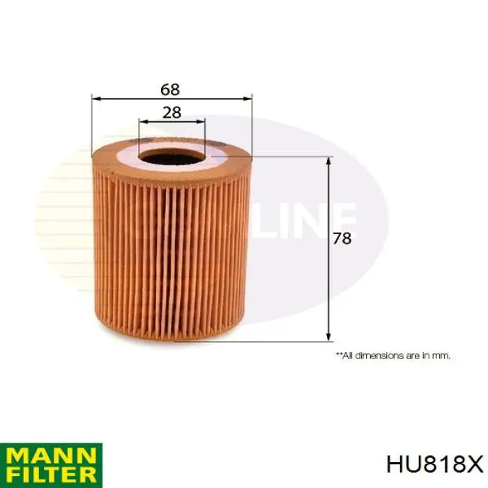 HU818X Mann-Filter Filtr oleju