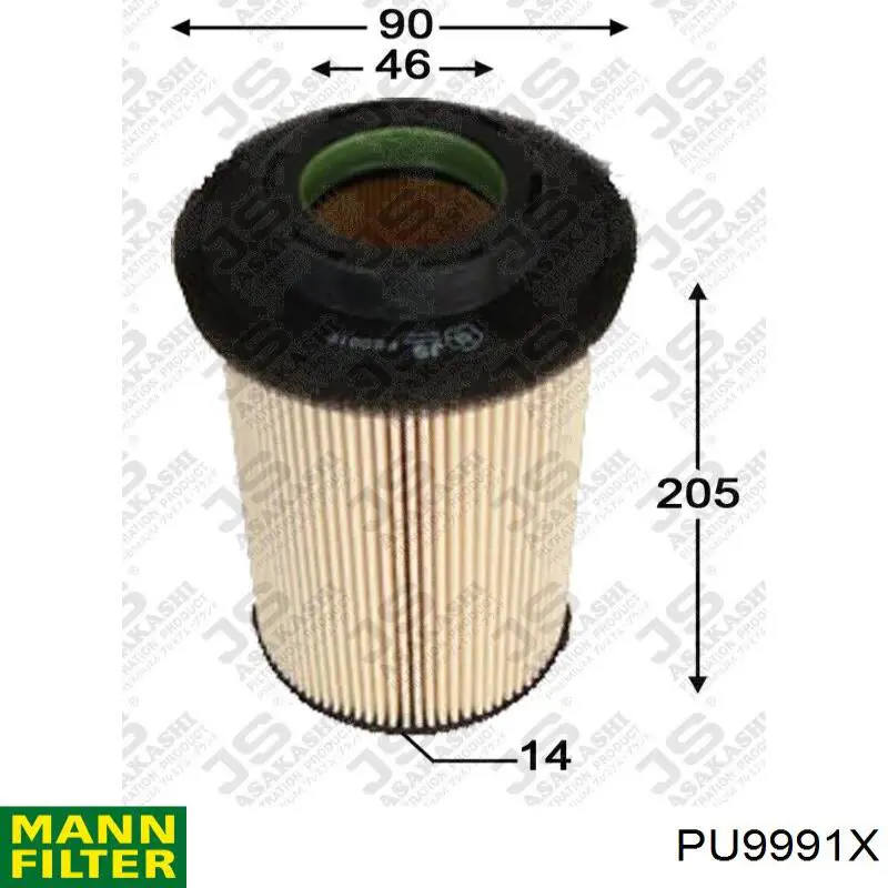 Do koszyka PU9991X Mann-Filter Filtr paliwa