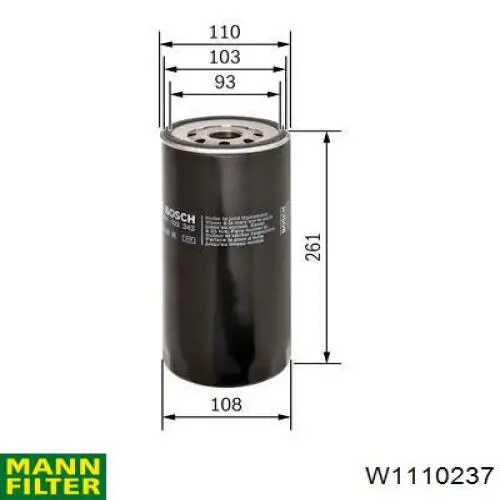 Filtr oleju Mann-Filter W1110237 cena, od 27,02 USD