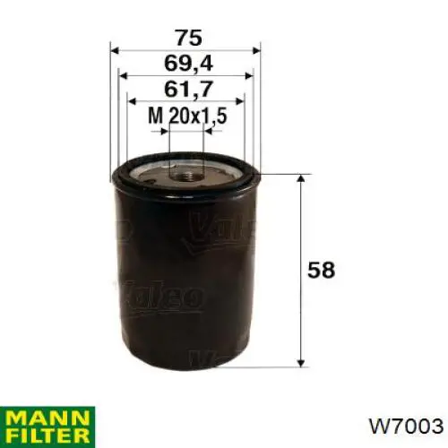Filtr oleju Mann-Filter W7003 cena, od 7,46 USD