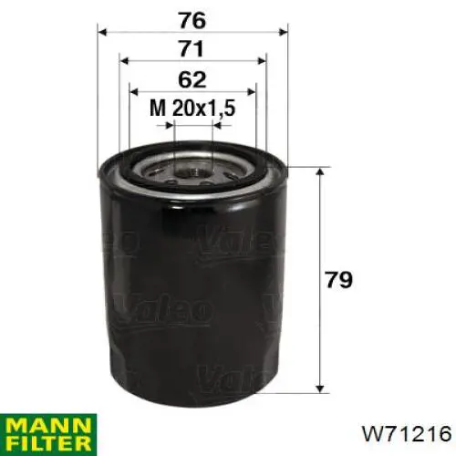 Do koszyka W71216 Mann-Filter Filtr oleju