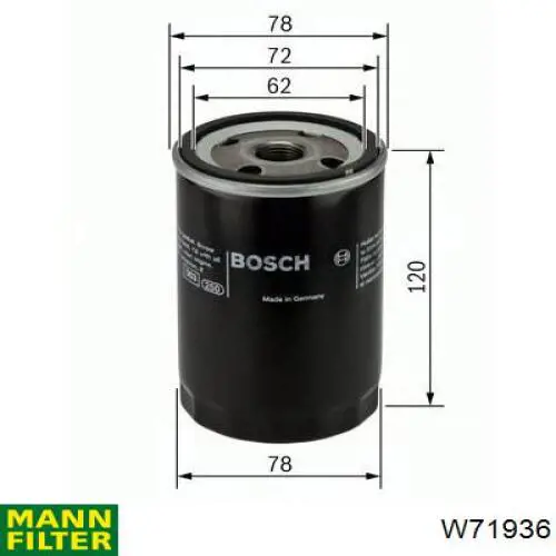 Filtr oleju Mann-Filter W71936 cena, od 14,20 USD