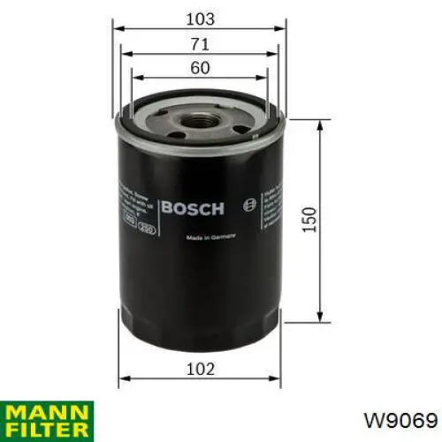 Filtr oleju Mann-Filter W9069 cena, od 16,19 USD