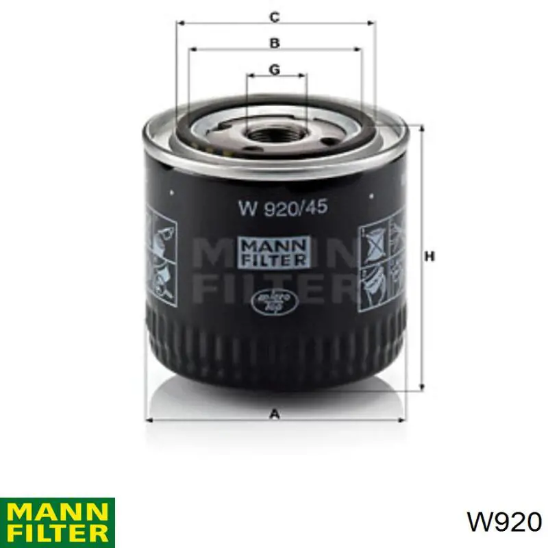Filtr oleju Mann-Filter W920 cena, od 12,06 USD