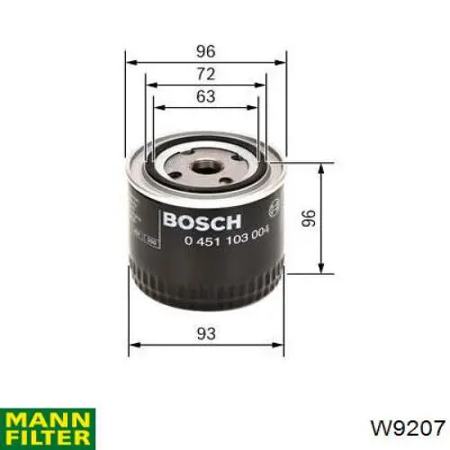 Do koszyka W9207 Mann-Filter Filtr oleju