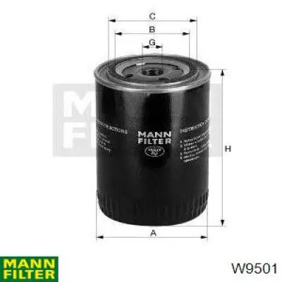 Filtr oleju Mann-Filter W9501 cena, od 16,23 USD