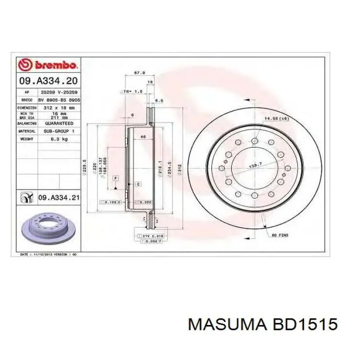 Do koszyka BD1515 Masuma Tarcza hamulcowa tylna
