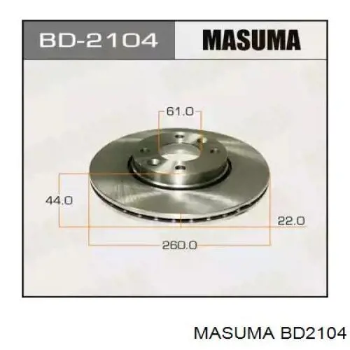 Tarcza hamulcowa przednia BD2104 Masuma