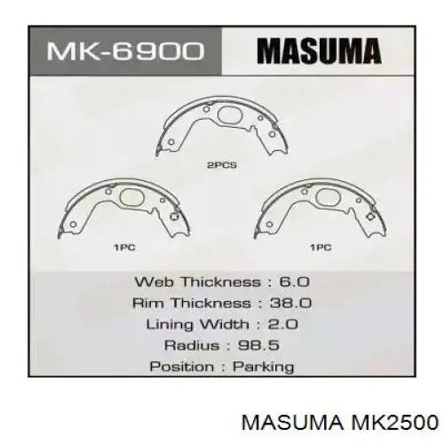 MK2500 Masuma Klocki hamulca ręcznego