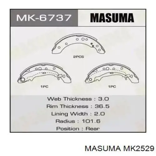MK2529 Masuma Klocki hamulcowe tylne bębnowe