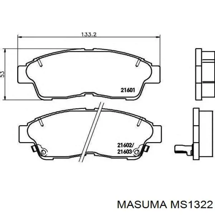 MS1322 Masuma Klocki hamulcowe przednie tarczowe