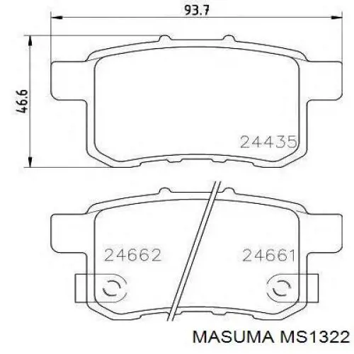 Klocki hamulcowe przednie tarczowe MS1322 Masuma