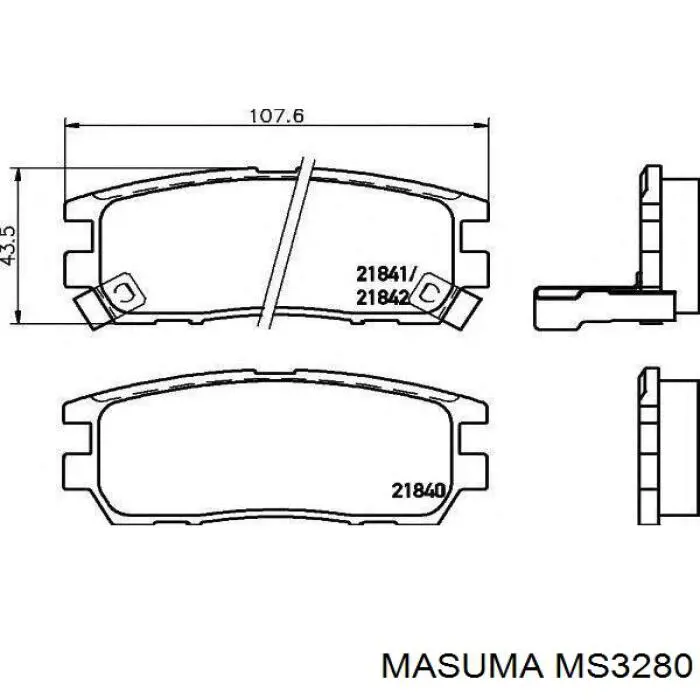 MS3280 Masuma Okładziny (klocki) do hamulców tarczowych tylne