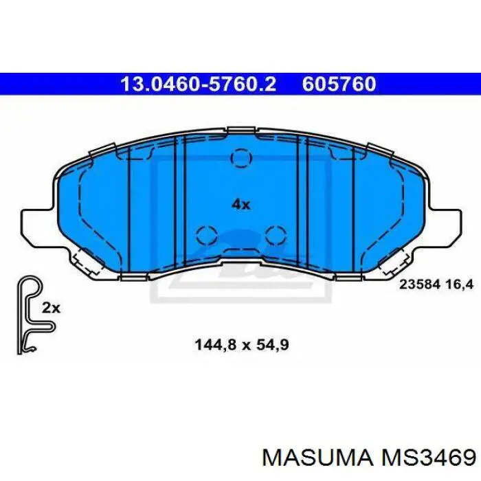 Klocki hamulcowe przednie tarczowe Masuma MS3469 cena, od 25,35 USD
