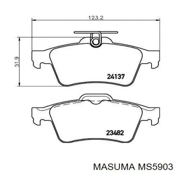 MS5903 Masuma Okładziny (klocki) do hamulców tarczowych tylne