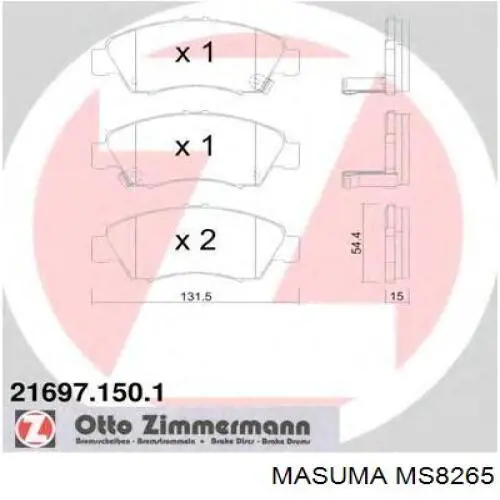 Klocki hamulcowe przednie tarczowe Masuma MS8265 cena, od 17,27 USD