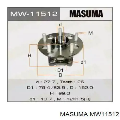 Piasta tylna Masuma MW11512 cena, od 99,66 USD