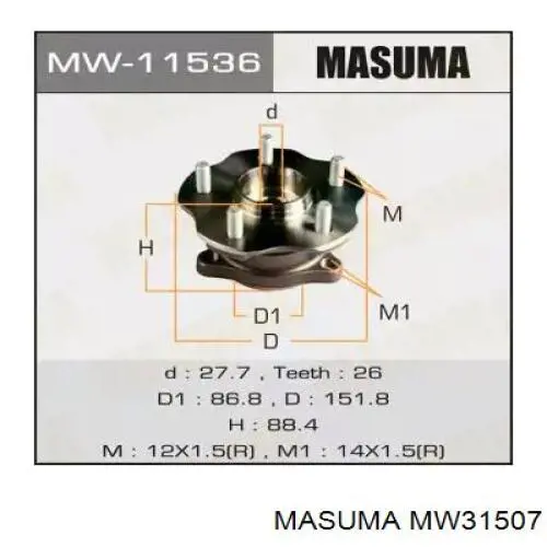 Piasta tylna Masuma MW31507 cena, od 72,19 USD