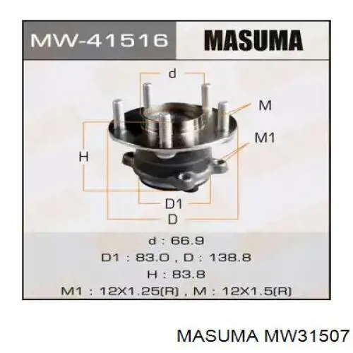 Do koszyka MW31507 Masuma Piasta tylna