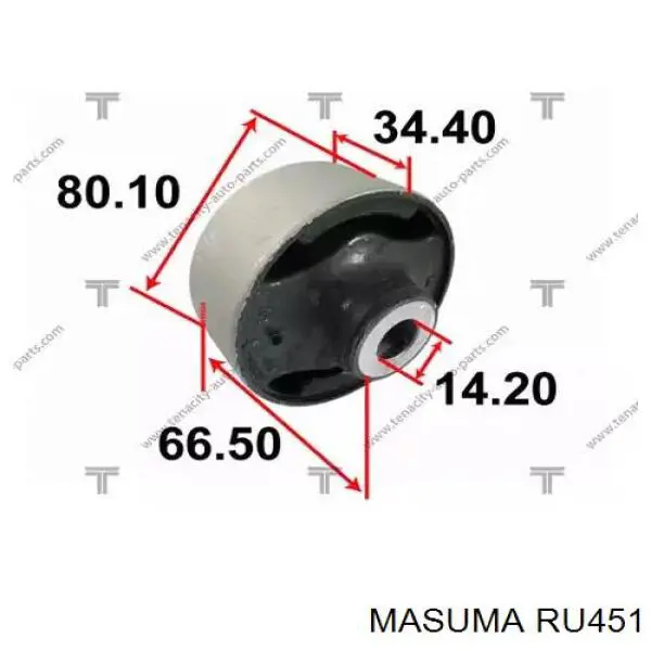 Silentblock wahacza tylnego dolnego RU451 Masuma