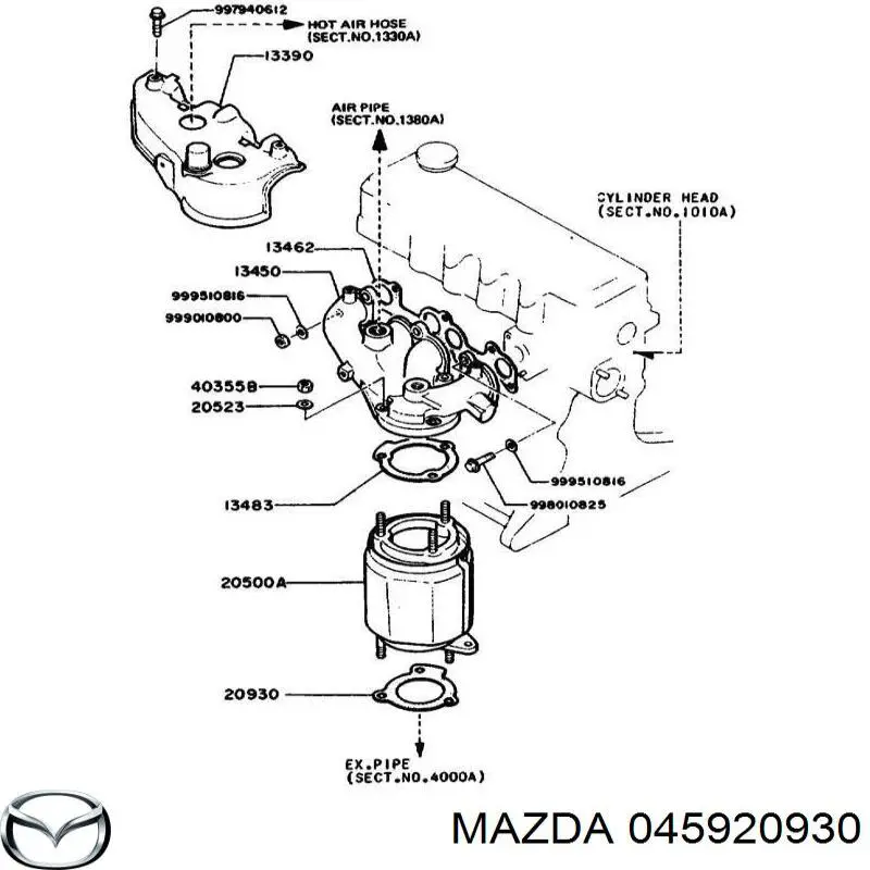 045920930 Mazda uszczelka rury odbiornika tłumika