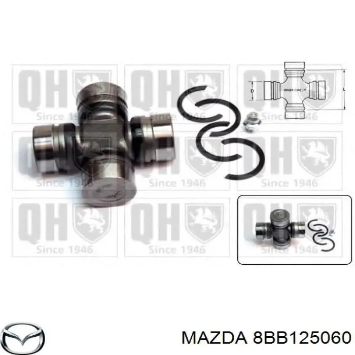 Krzyżak wału Cardana tylnego Mazda 8BB125060 cena, od 7,92 USD