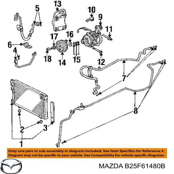 Chłodnica klimatyzacji Mazda B25F61480B cena, od 78,01 USD