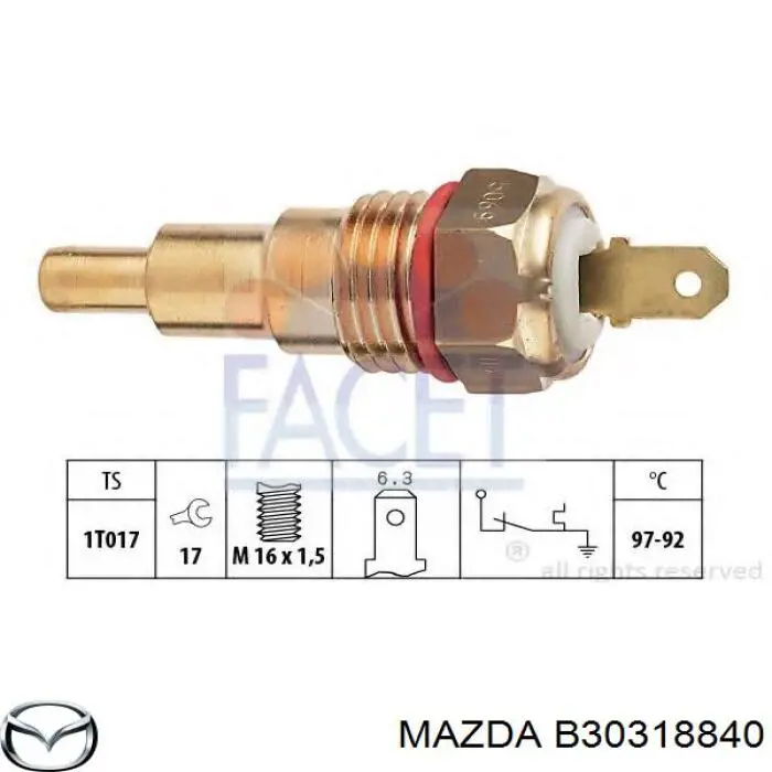 Do koszyka B30318840 Mazda Czujnik temperatury płynu chłodzącego (włączenia wentylatora chłodnicy)