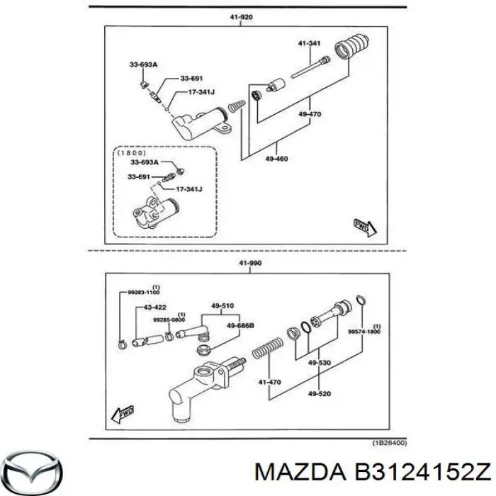 Zestaw naprawczy cylindra głównego sprzęgła Mazda B3124152Z cena, od 23,02 USD