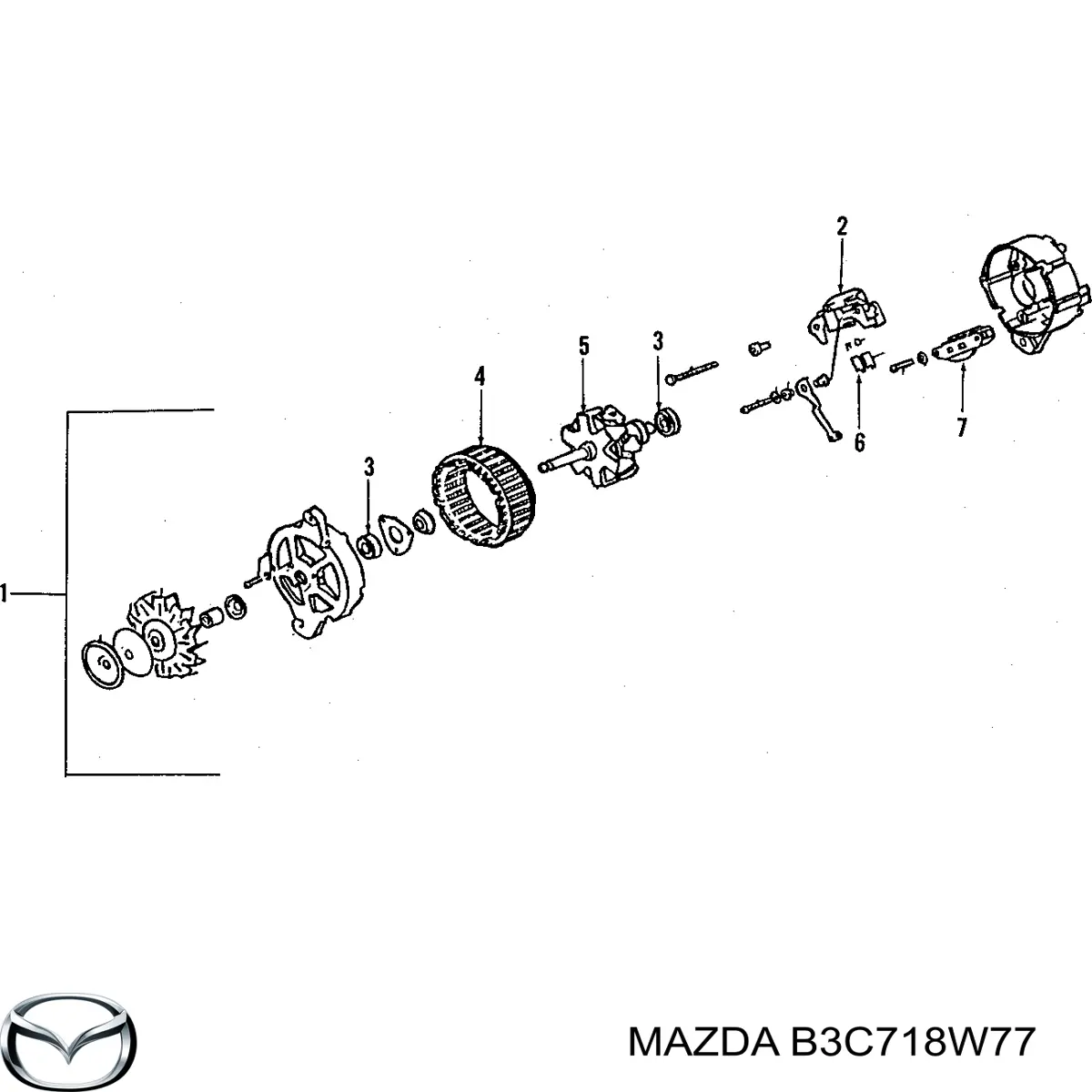 Do koszyka B3C718W77 Mazda Szczotka alternatora