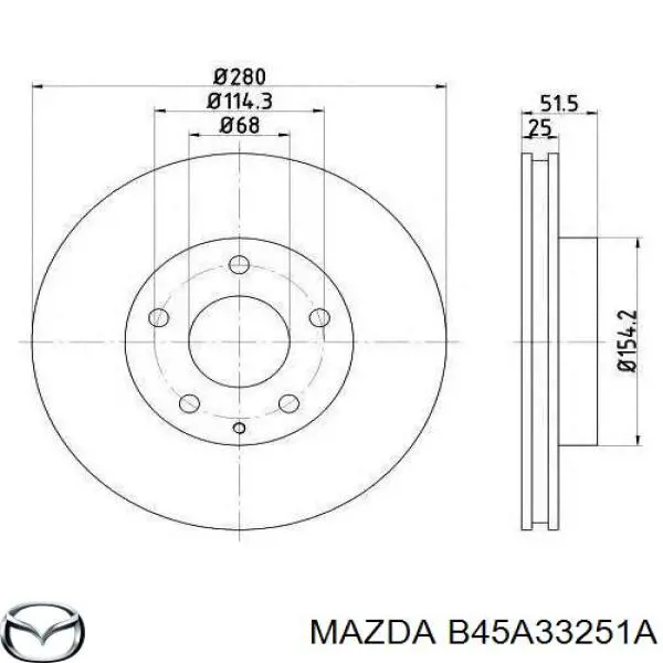 Tarcza hamulcowa przednia Mazda B45A33251A cena, od 52,25 USD