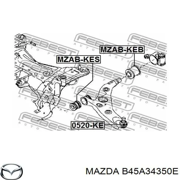 B45A34350E Mazda Wahacz zawieszenia przedniego dolny lewy