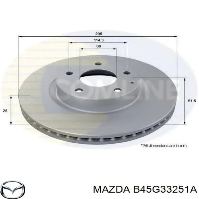 Tarcza hamulcowa przednia Mazda B45G33251A cena, od 50,79 USD