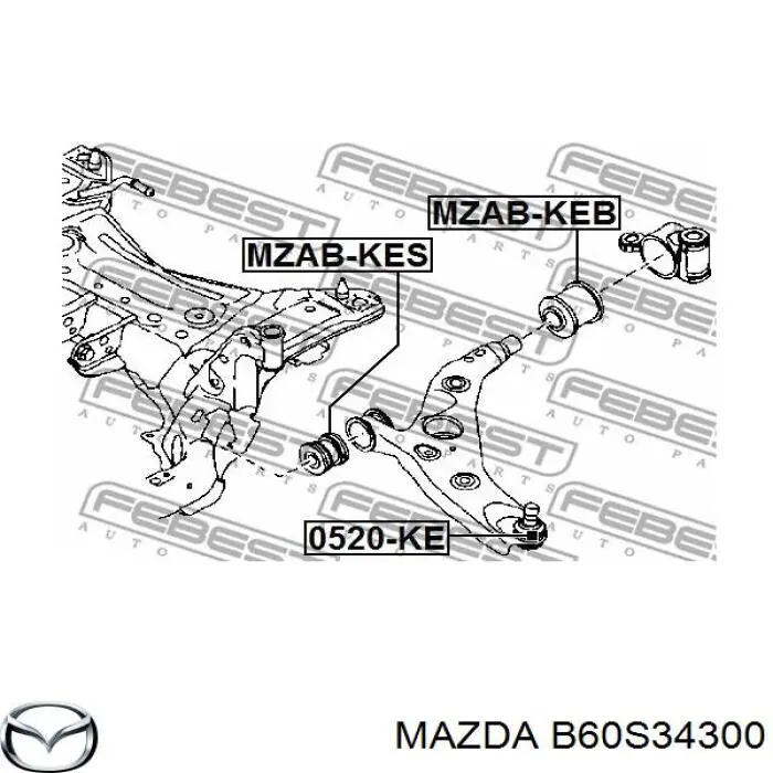 B60S34300 Mazda Wahacz zawieszenia przedniego dolny prawy