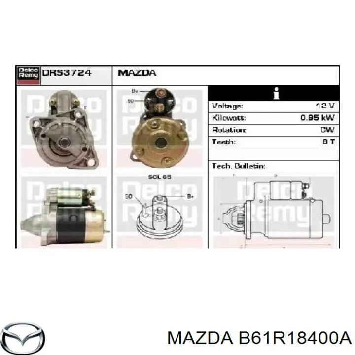 B61R18400A Mazda Rozrusznik