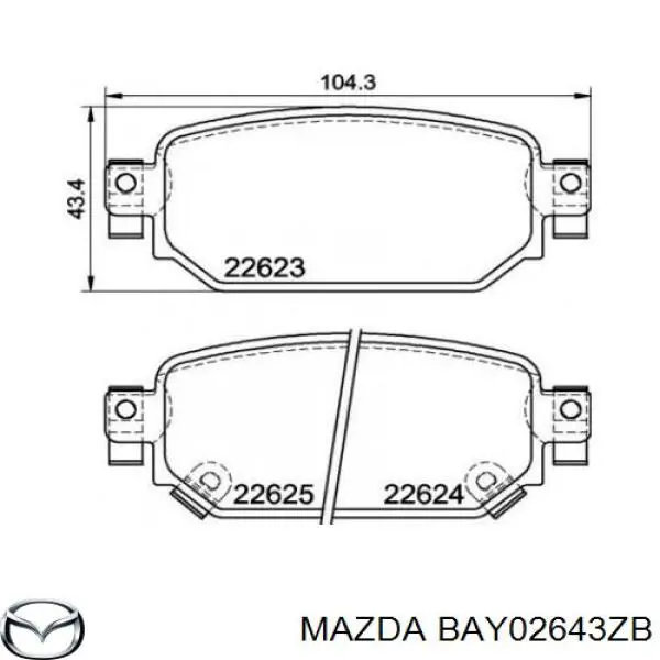 Klocki hamulcowe przednie tarczowe Mazda BAY02643ZB cena, od 85,30 USD